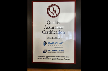 PAC-CLAD - Quality Assurance Certificaiton